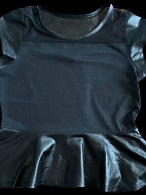 MIA Black Faux Leather Short Sleeve Crop Top